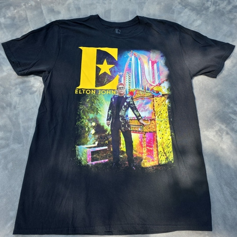 Men's ELTON JOHN 2018 Farewell Tour Black Pullover T Shirt Size‎ Large